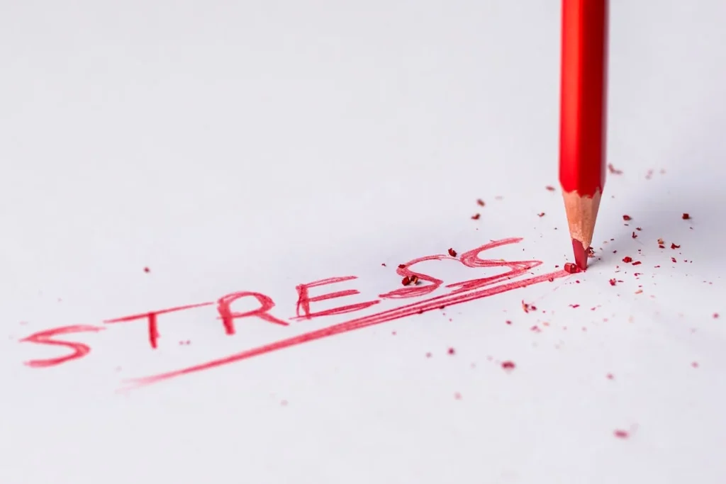 stress writtenon board using red pencil